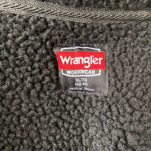 Wrangler workwear men XL full zip winter hooded coat w/sherpa lining black - Picture 10 of 14